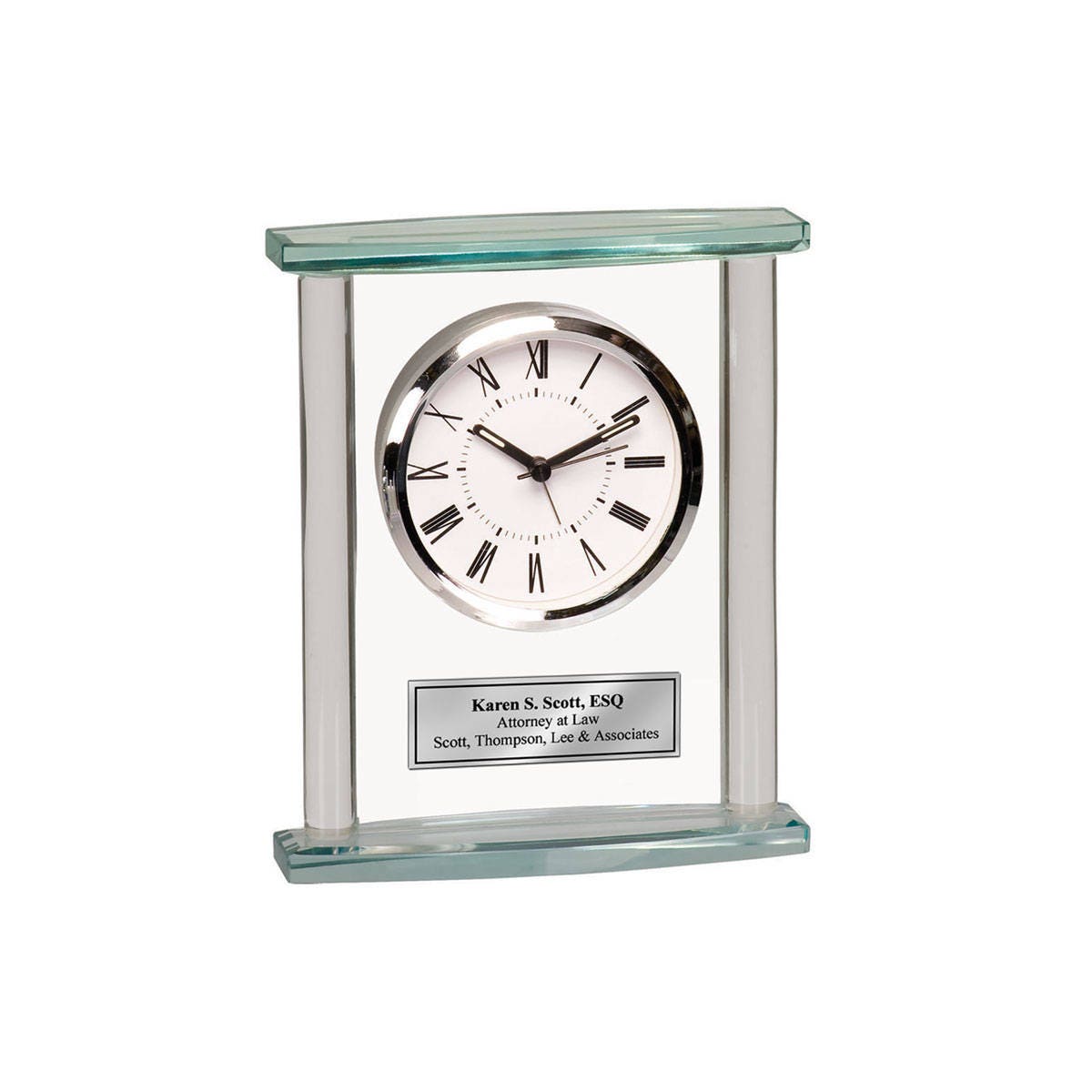 Glass Desk Clock Engraved Personalized Retirement Gift Anniversary