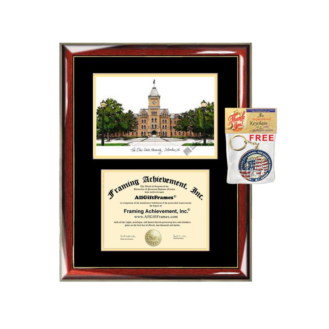OSU Diploma Frames Lithograph Ohio State University Degree Frame Campus