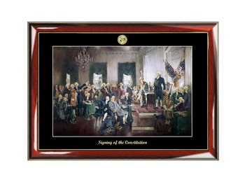 Signing of the Constitution Mural Painting Poster Frame Christy Print Embossed Logo Attorney Lawyer Law School Graduation Gift Citizenship