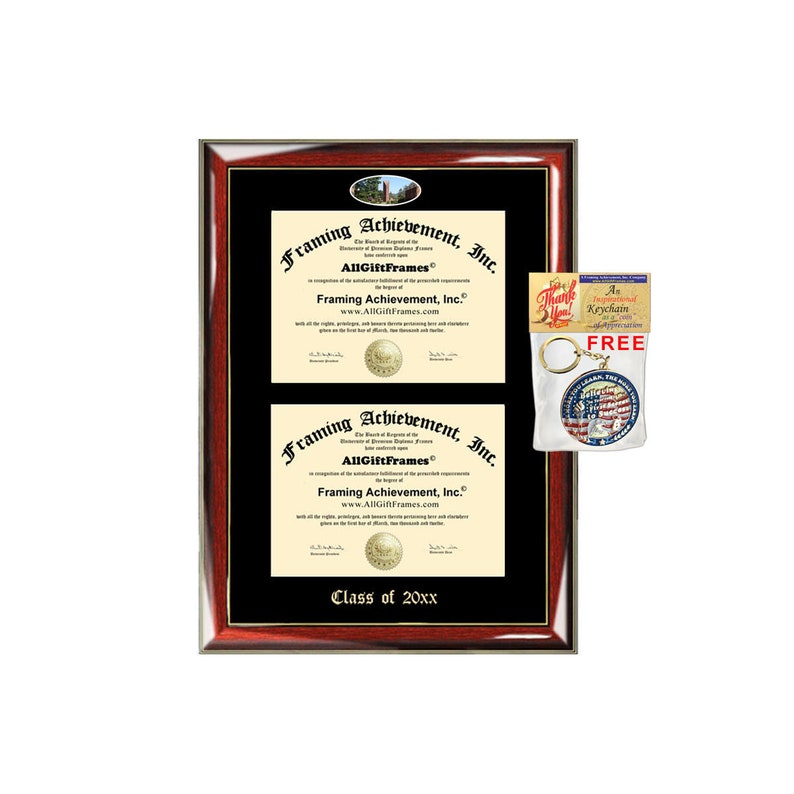 George Fox University Double Diploma Display George Fox Campus Fisheye Photo Two School Major Certificate Frame Emboss Case College Holder