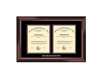 Double University Diploma Frame Portrait Degree Frames Embossed Two Vertical Document Glossy Mahogany College Framing