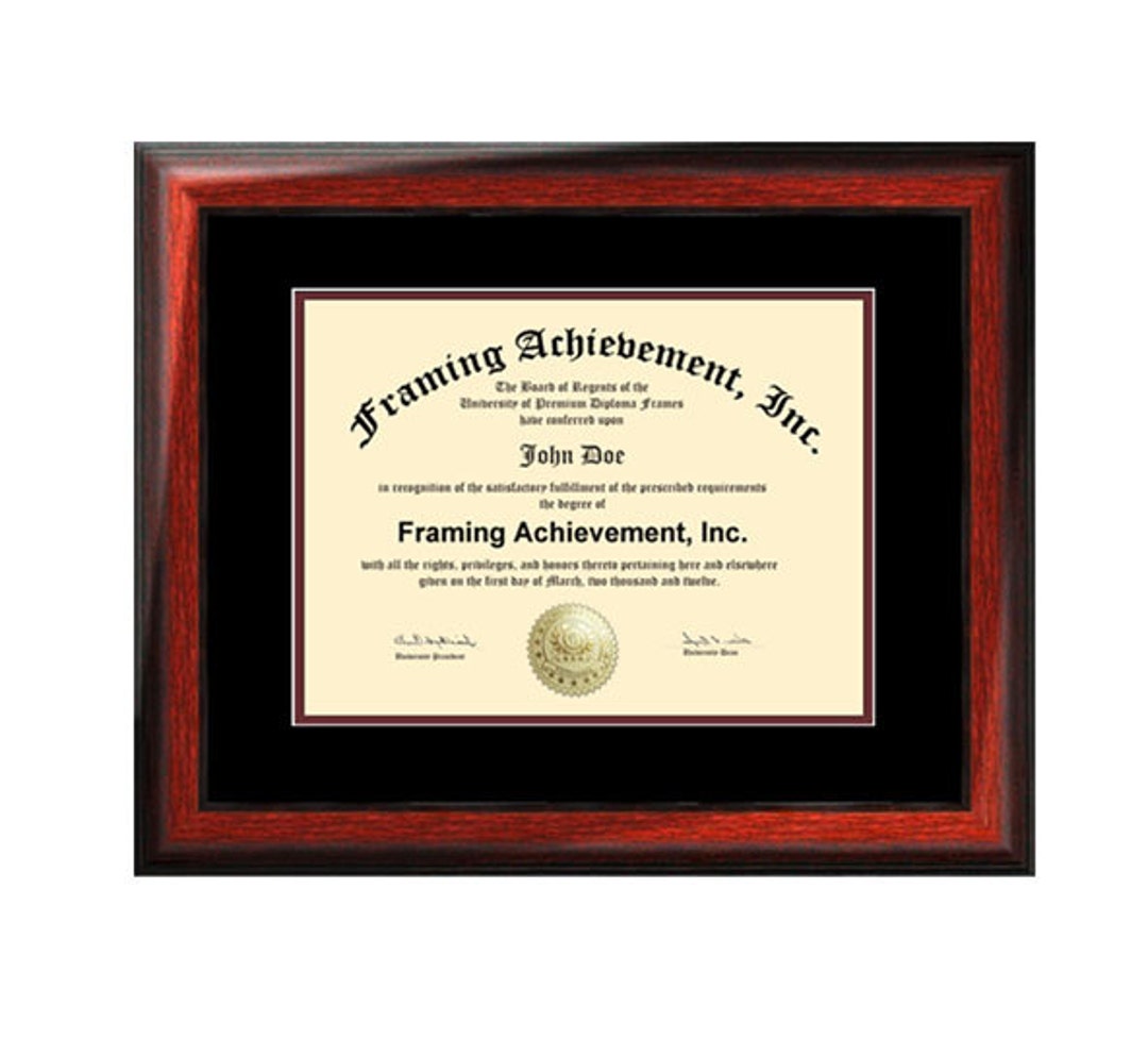 Certificado Marcos Título Universitario Diploma de Graduación Marco  Satinado Rico Caoba Tapete Superior Negro Interior Enmarañado Granate Placa  de