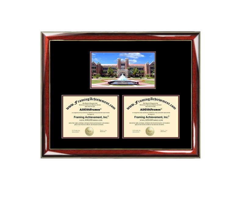 Florida State University Double Diploma Frame Campus Photo FSU Etsy