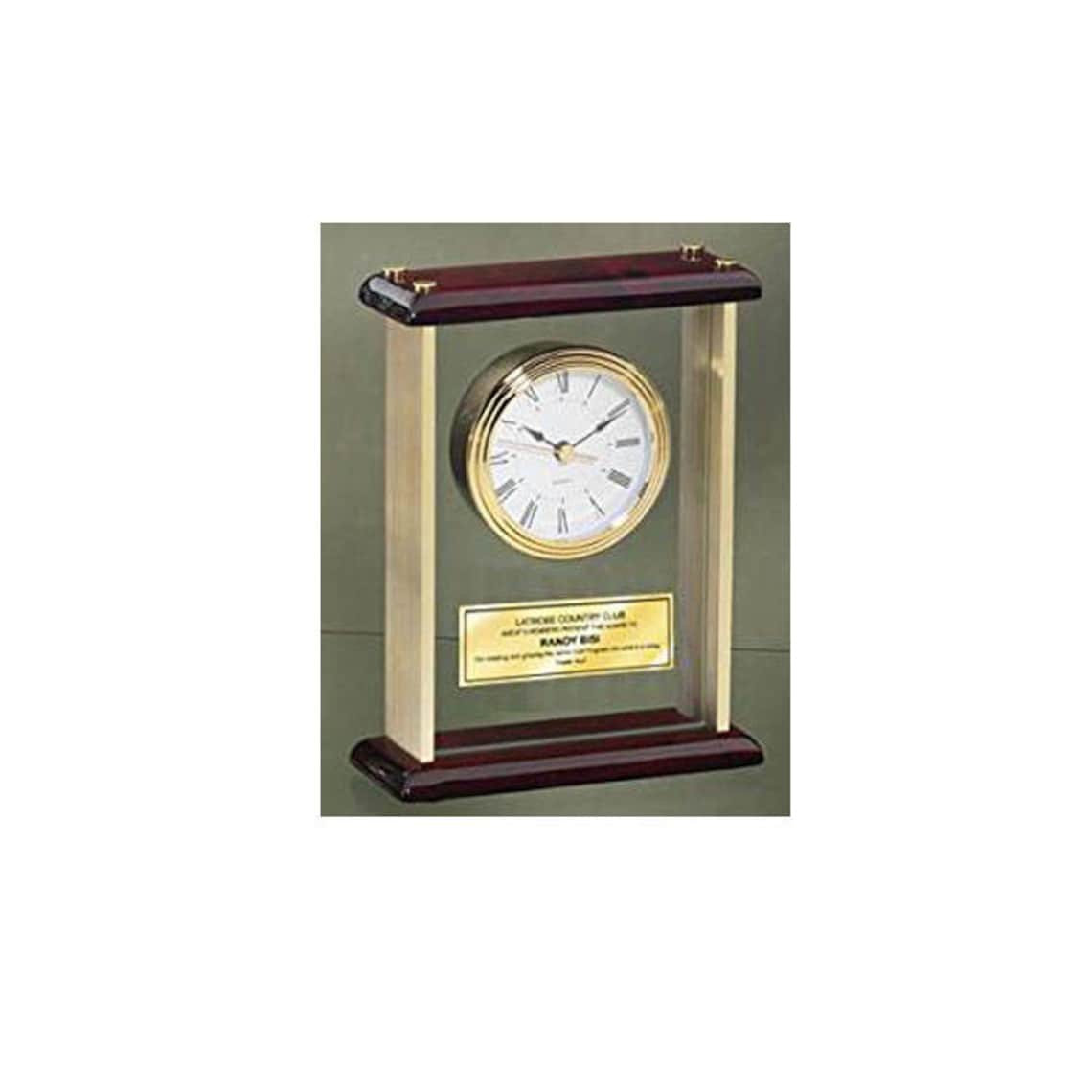 Engraved Desk Clock Personalized Enclosed in Glass Gold Brass | Etsy