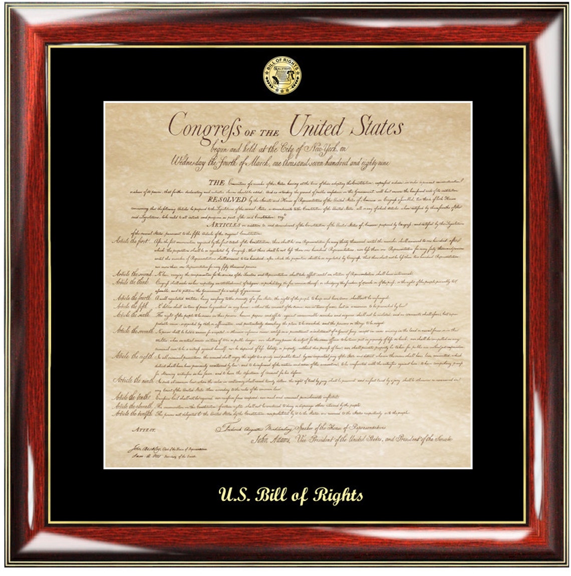 Constitution Frame Replica & Bill of Rights Print Frame Set Etsy