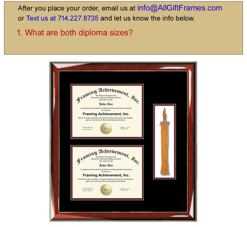 Graduation Tassel Diploma Frame With Two Degree High School Etsy