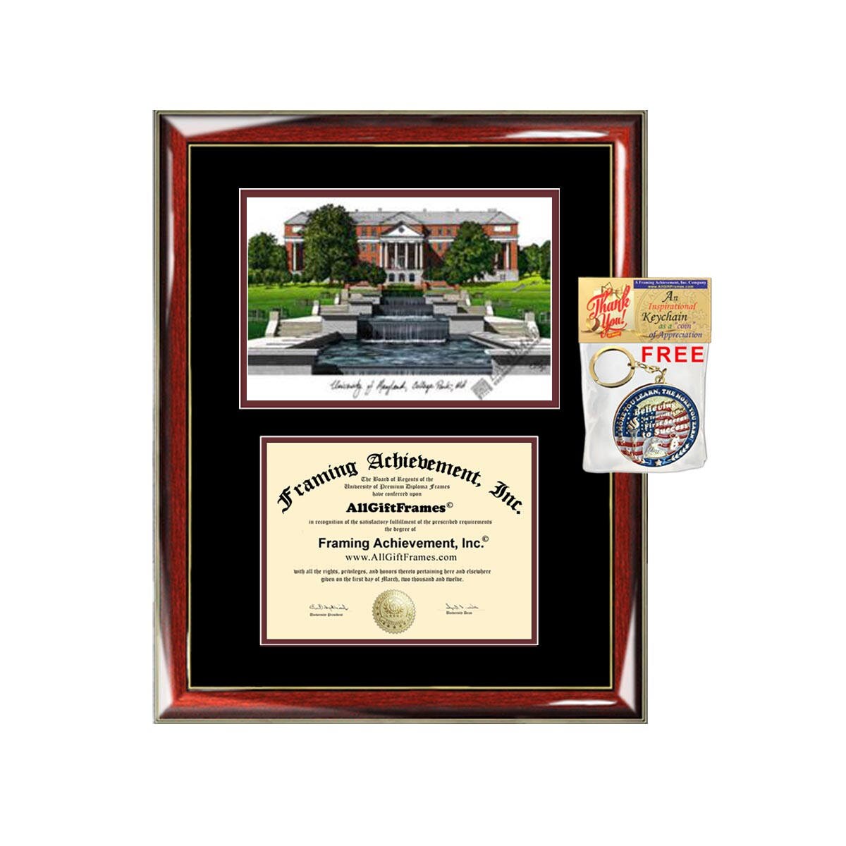 University Maryland College Park diploma frame lithograph | Etsy