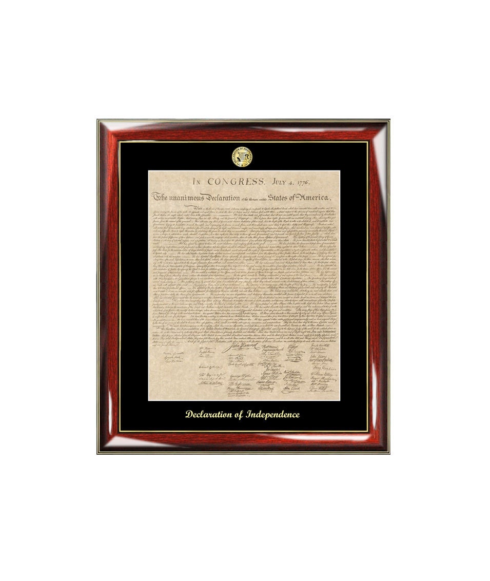 Declaration of Independence Frame Replica Print Gold Logo & Embossing Matted Black Attorney Lawyer Law School Graduates Graduation Gift