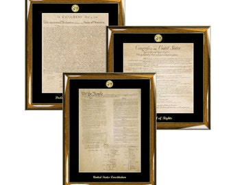 Walnut Frame Matted Lawyer Gifts United States Constitution US Bill of Rights Declaration Independence Attorney Present Legal Profession