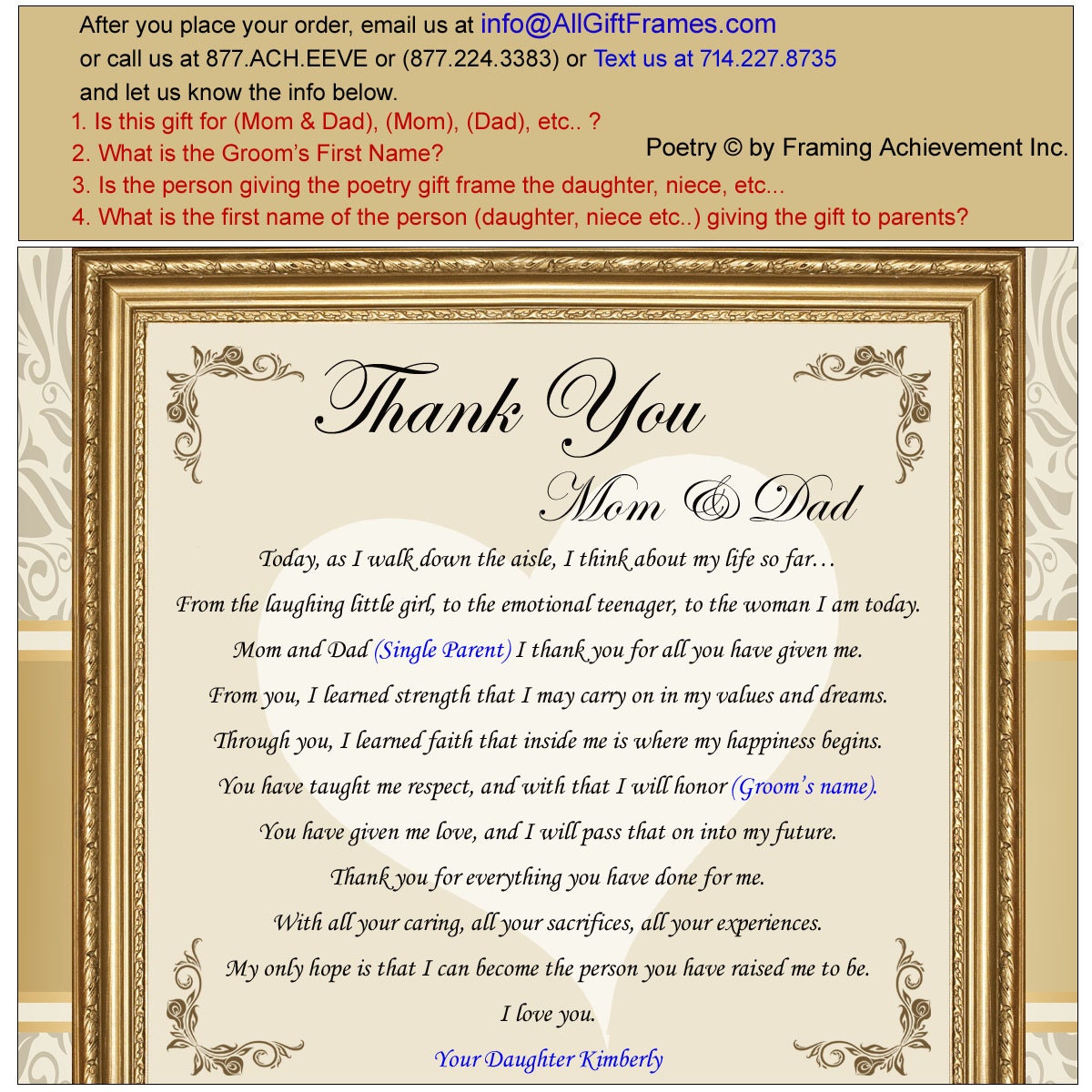 Clocks Personalized Wedding Thank You Poetry Clock Gift To Parents