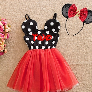 Custom Red Mouse Polka Dot Dress Tutu Skirt Princess Dress