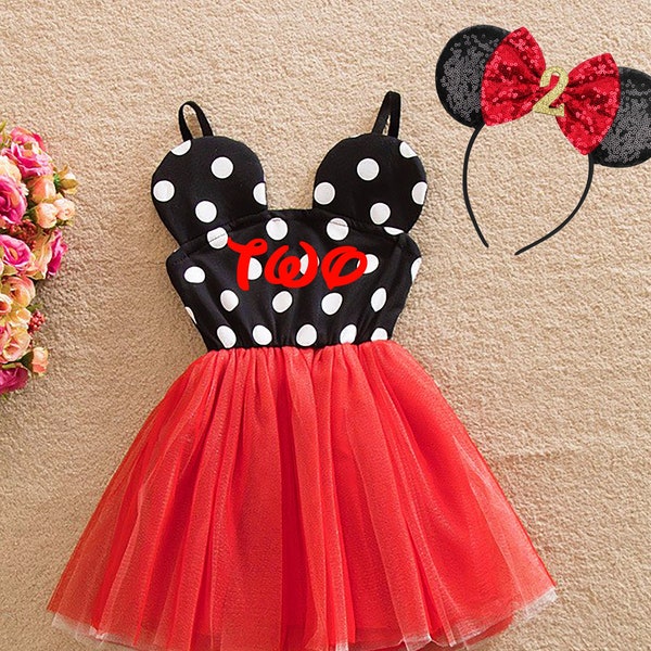 Custom Red Mouse Polka Dot Dress Tutu Skirt Princess Dress