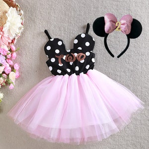 Custom Rose Gold Name  - "Pink" Minnie Polka Dot Dress  Tutu Skirt Princess Dress