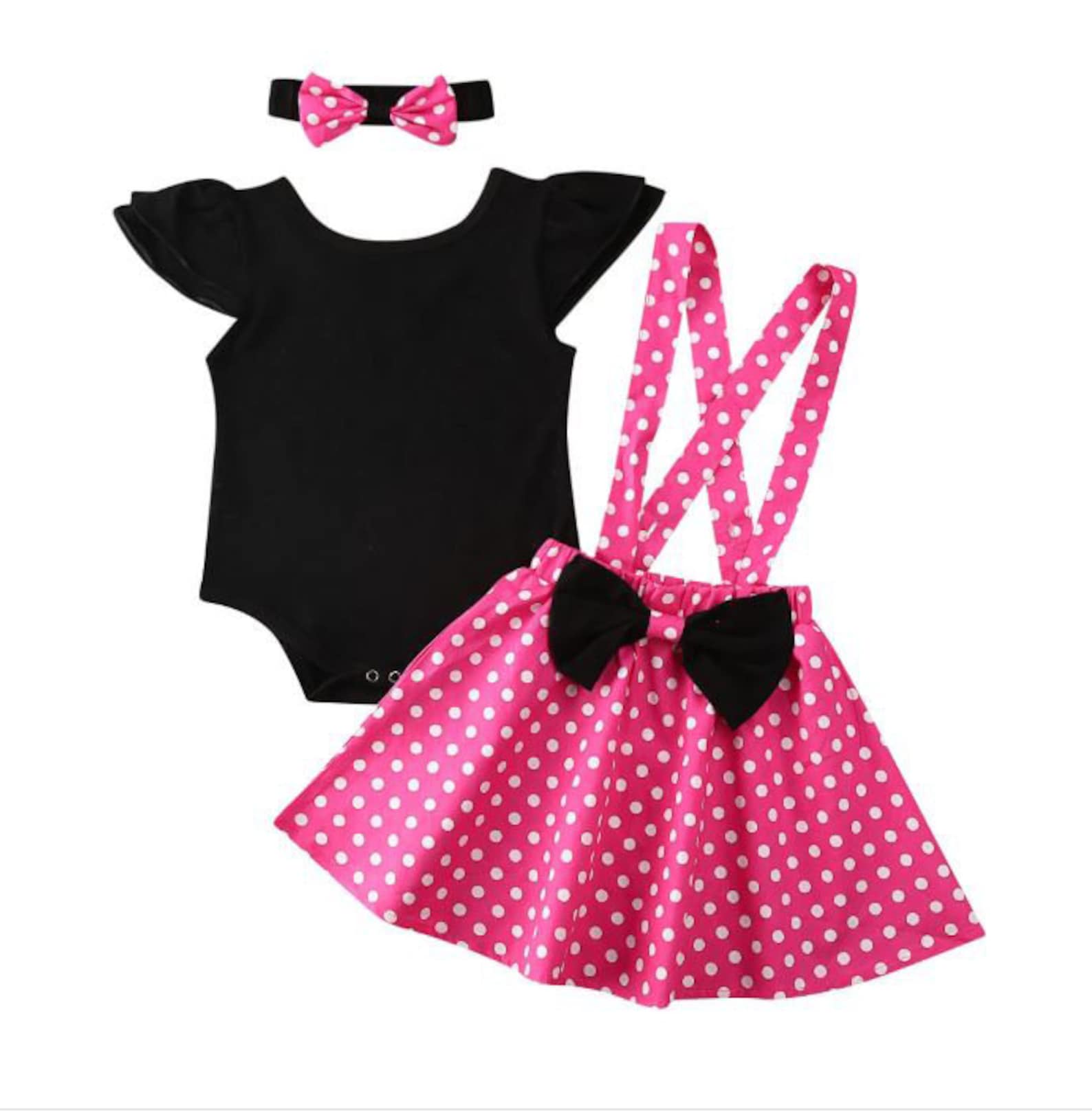 Custom Birthday Set Outfit pink Polka Dot Dress | Etsy