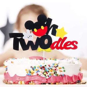 Oh Twodles Mickey Cake Topper,Second 2nd Birthday Party Supplies Decorations for Baby Boy Bday