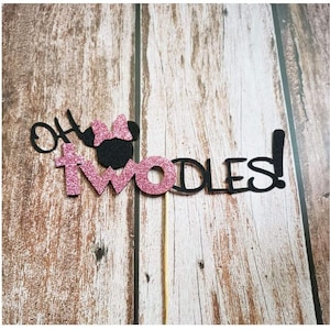 Oh Twodles Minnie Cake Topper: Glitter 2nd Birthday Decor