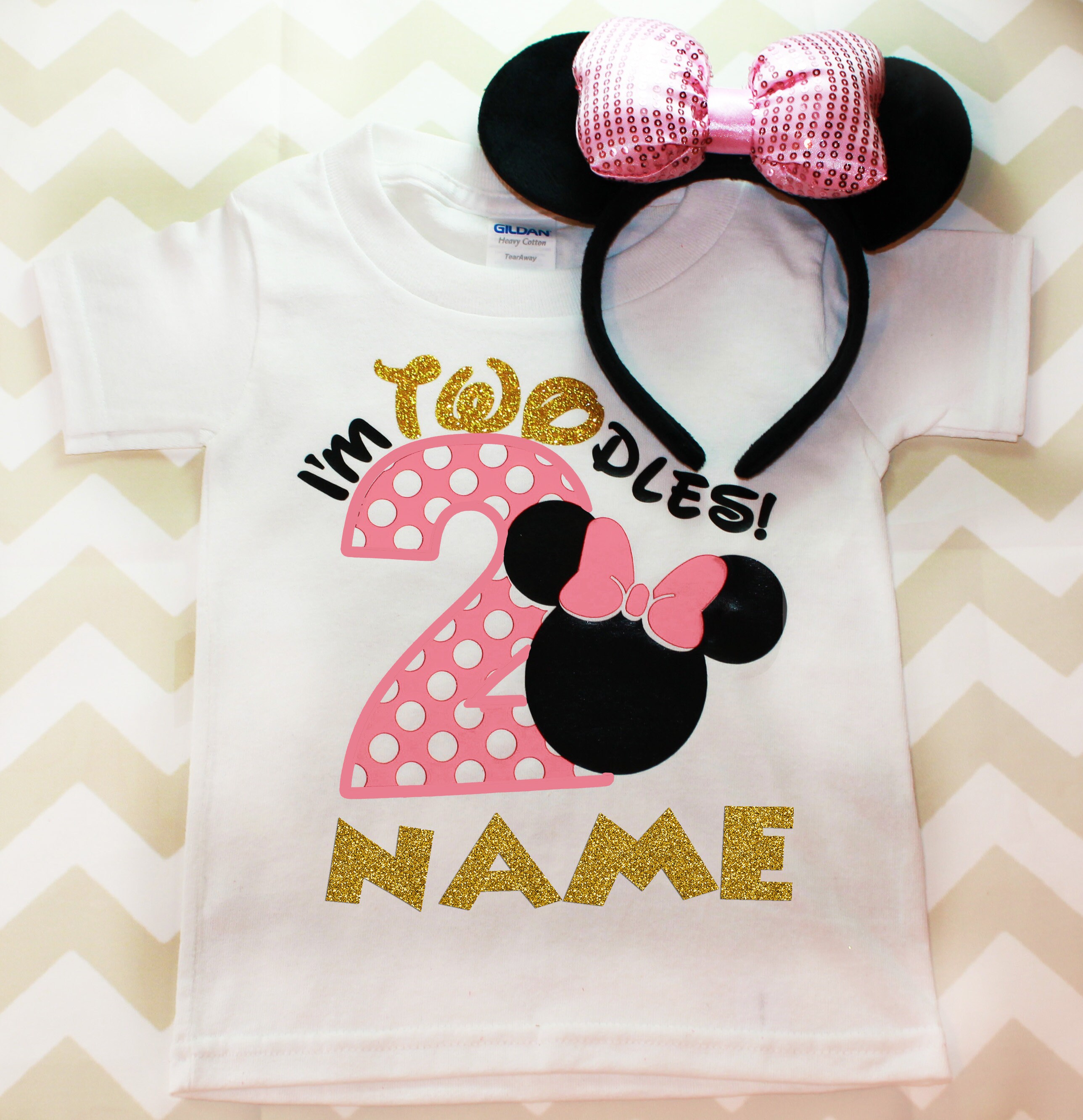 I'm Twodles - Second Birthday Shirt with Minnie ears headband - P…