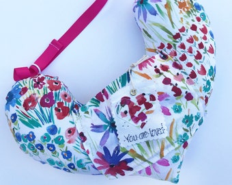 Floral Heart Pillow: Post Mastectomy Comfort with Ice Pack Pocket