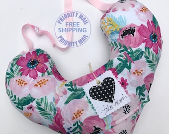 Pink /black floral Mastectomy Pillow, Underarm Comfort with Ice Pack Pocket