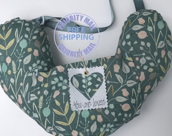 Floral Breast Cancer Comfort Pillow with Pocket & Adjustable Strap