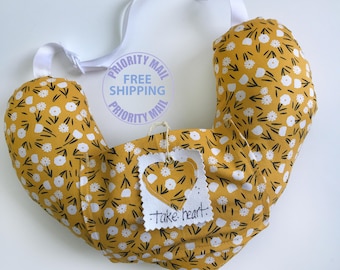 Post Surgery Comfort Pillow: Yellow Floral Heart with Ice Pack Pocket