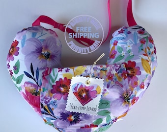 Spring Floral Mastectomy Pillow: Post-Surgery Underarm Comfort with Pocket and adjustable straps