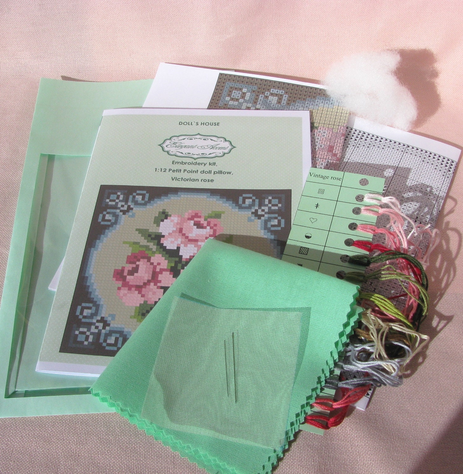 Miniature embroidery kit miniature Dollhouse doll pillow Etsy