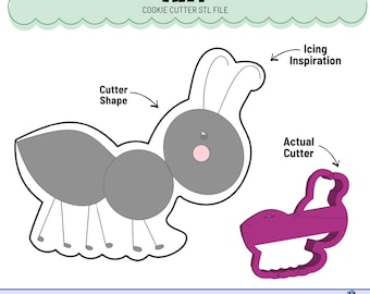 Ant Cookie Cutter STL-Dateien | Beschriftete Größen (9) (Instant Download)