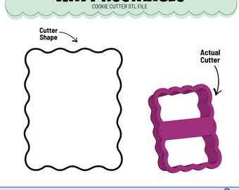 Archivos STL para cortadores de galletas rectangulares ondulados / 9 tamaños, etiquetados (descarga instantánea)