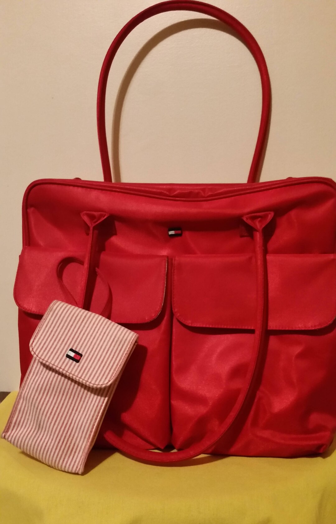 Tommy Hilfiger Red Diaper Bag/tote Etsy