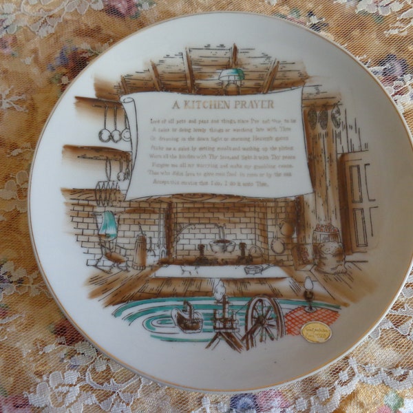 Vintage Kitchen Prayer Plate Religious Home Decor Spiritual