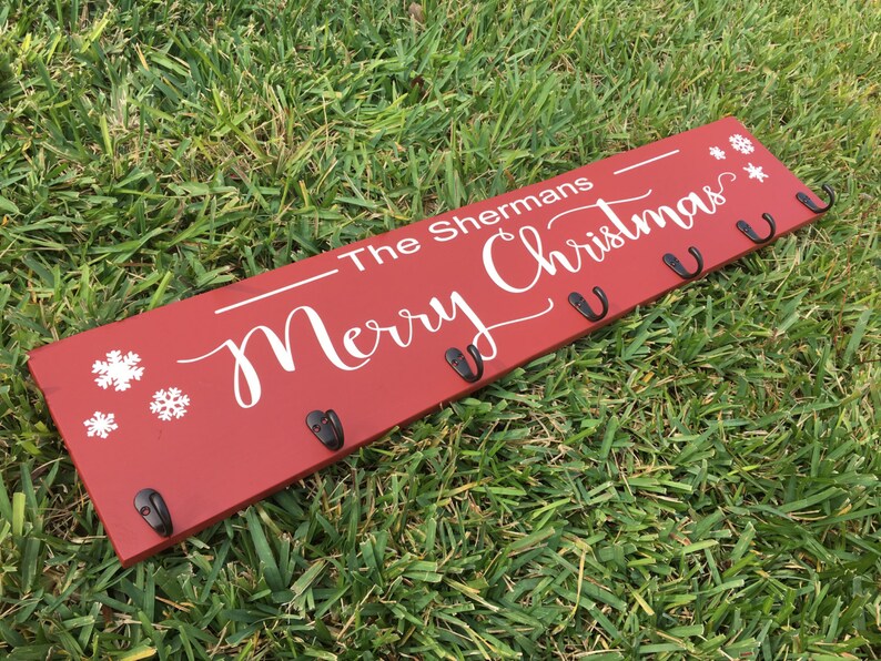 Merry Christmas Personalized Last Name Stocking Holder Etsy