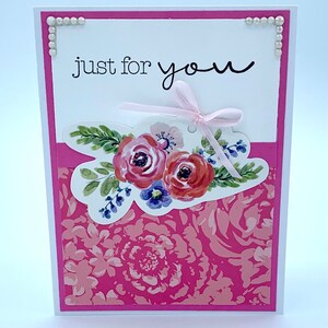 Just For You Flower Bouquet Handmade Greeting Card image 1