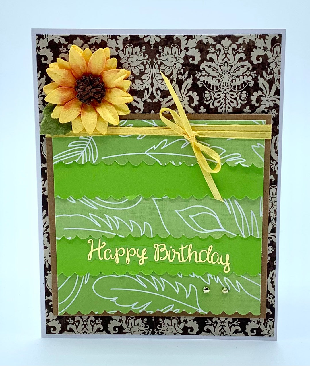 Sunflower Happy Birthday Handmade Greeting Card Etsy