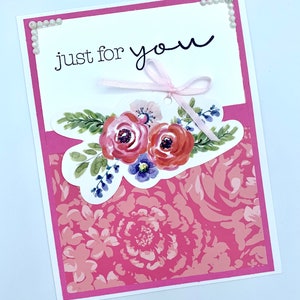 Just For You Flower Bouquet Handmade Greeting Card image 2