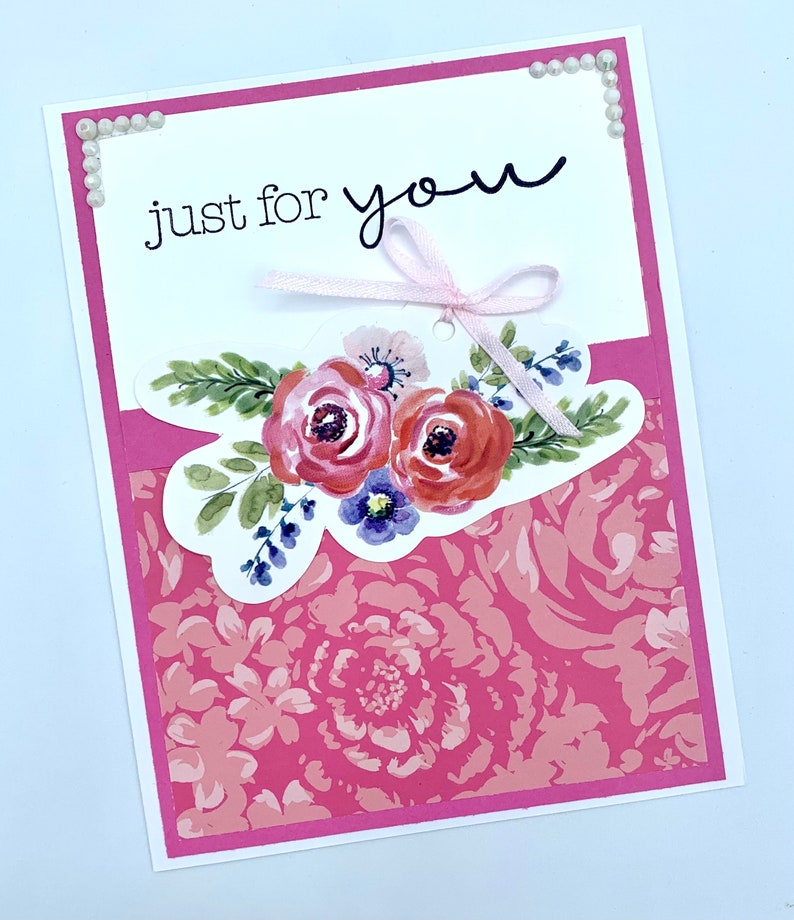 Just For You Flower Bouquet Handmade Greeting Card image 2