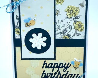 Bumblebee Bee Greetings Happy Birthday Handmade Card