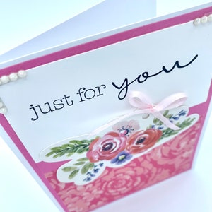 Just For You Flower Bouquet Handmade Greeting Card image 4