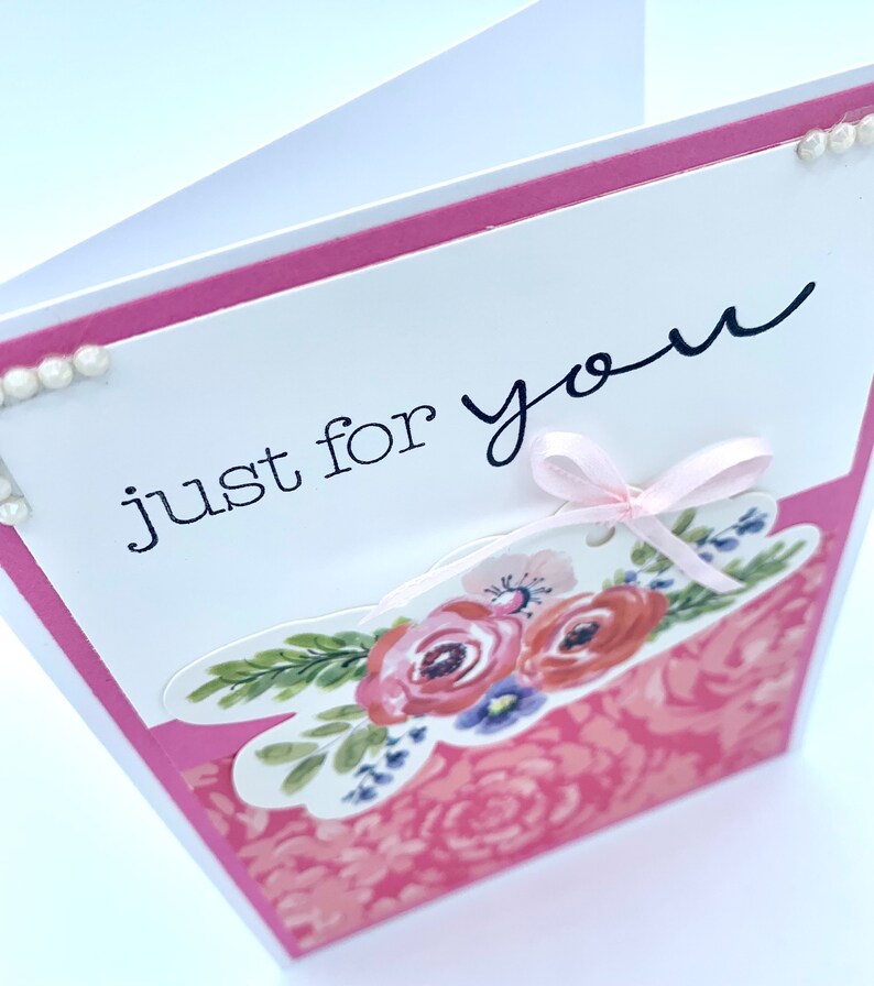 Just For You Flower Bouquet Handmade Greeting Card image 4