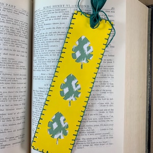 Green, White & Yellow Leaf Handmade Bookmark