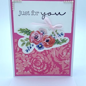 Just For You Flower Bouquet Handmade Greeting Card image 3