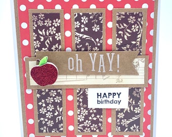 Oh Yay Happy Birthday Apple Handmade Card