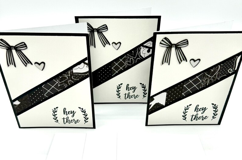 Hey There Black and White Handmade Cards (set of 3) - Etsy
