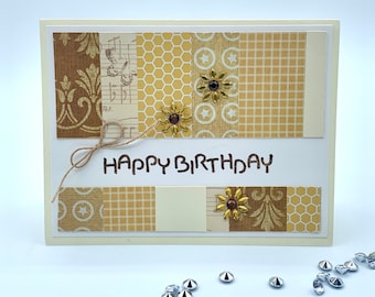 Sunflower and Yellows Happy Birthday Handmade Greeting Card