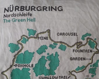 Nurburgring Map Cross Stitch Pattern Formula One Track