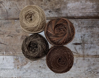 Valdani 12Wt- Perle Cotton- Browns - Collection- 4 Piece Hand Dyed Thread Bundle