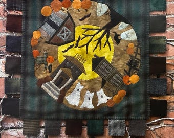 Autumn Night Wool Applique (Paper Pattern)-Penny Rug pattern-Threads that Bind