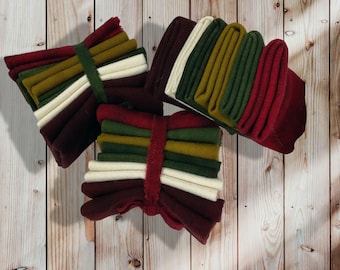 Hand Dyed Wool Fabric Bundle – Holiday Hues, Rug Hooking Applique