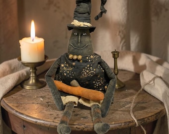 Primitive Witch Doll - Handmade- Grungy Witchy Seasonal Decor Doll
