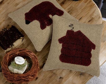 Set of two-Balsam filled-Hand Appliquéd Rustic Bowl Fillers-Pillow Tucks!